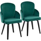 Dahlia Dining Chair in Black Wood, Gold & Green Velvet (Set of 2)